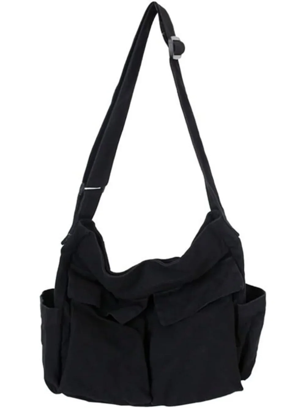 Women's Black Travel Canvas Zipper Crossbody Shoulder Laptop Bag